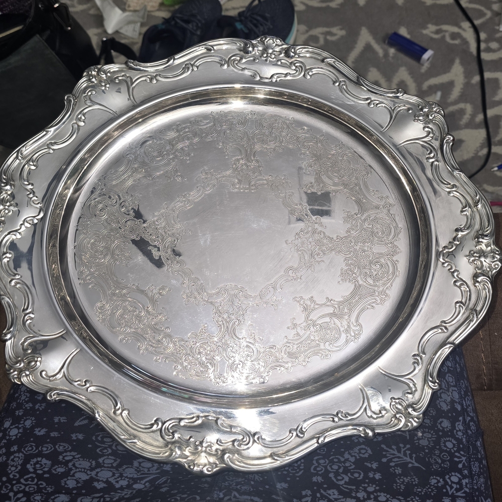 Vintage Gotham Elegant Silver Ornate 15"  Serving Tray